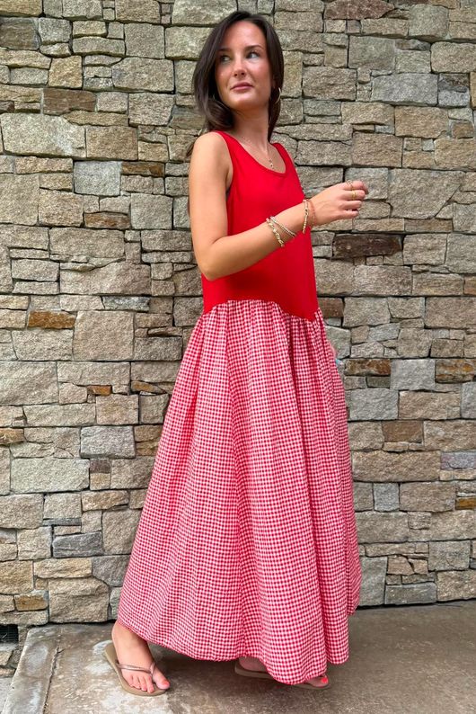 Arbi Gingham Magic Sundress Chilli
